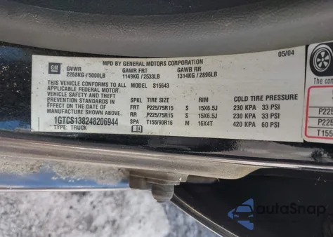 2004 GMC Canyon Sle из США, поврежденный, VIN 1GTCS138248206944